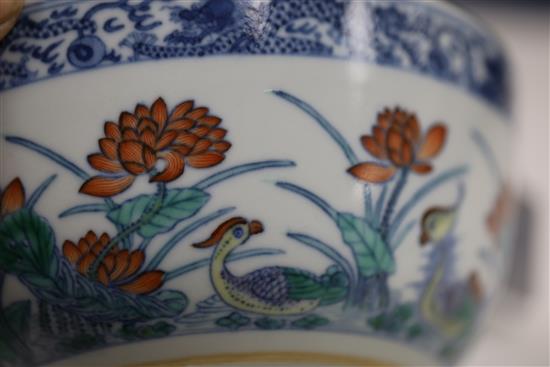 A good Chinese doucai duck and lotus bowl, Daoguang seal mark and of the period (1821-50), D. 16.5cm